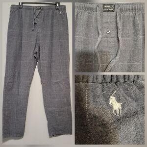 Polo Ralph Lauren Men's Lg Grey and white Pajama pants Flannel Loungewear Preppy